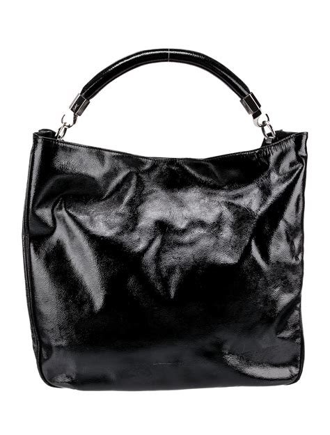 SAINT LAURENT Patent Large Roady Hobo Black